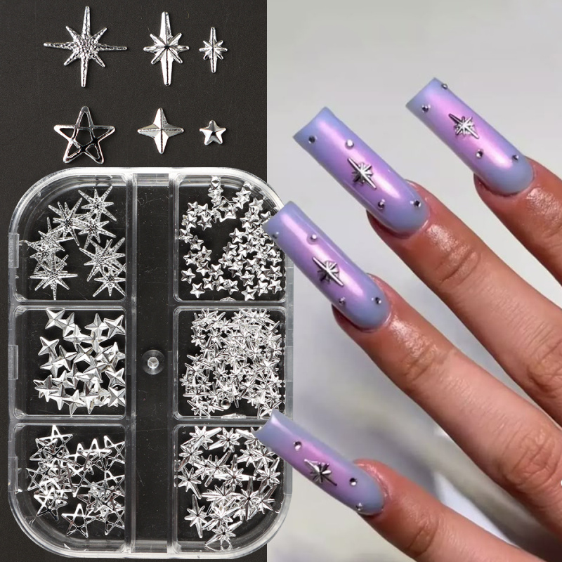 Y2K Tech Accessories - Metal Silver Star Nail Rivet Studs