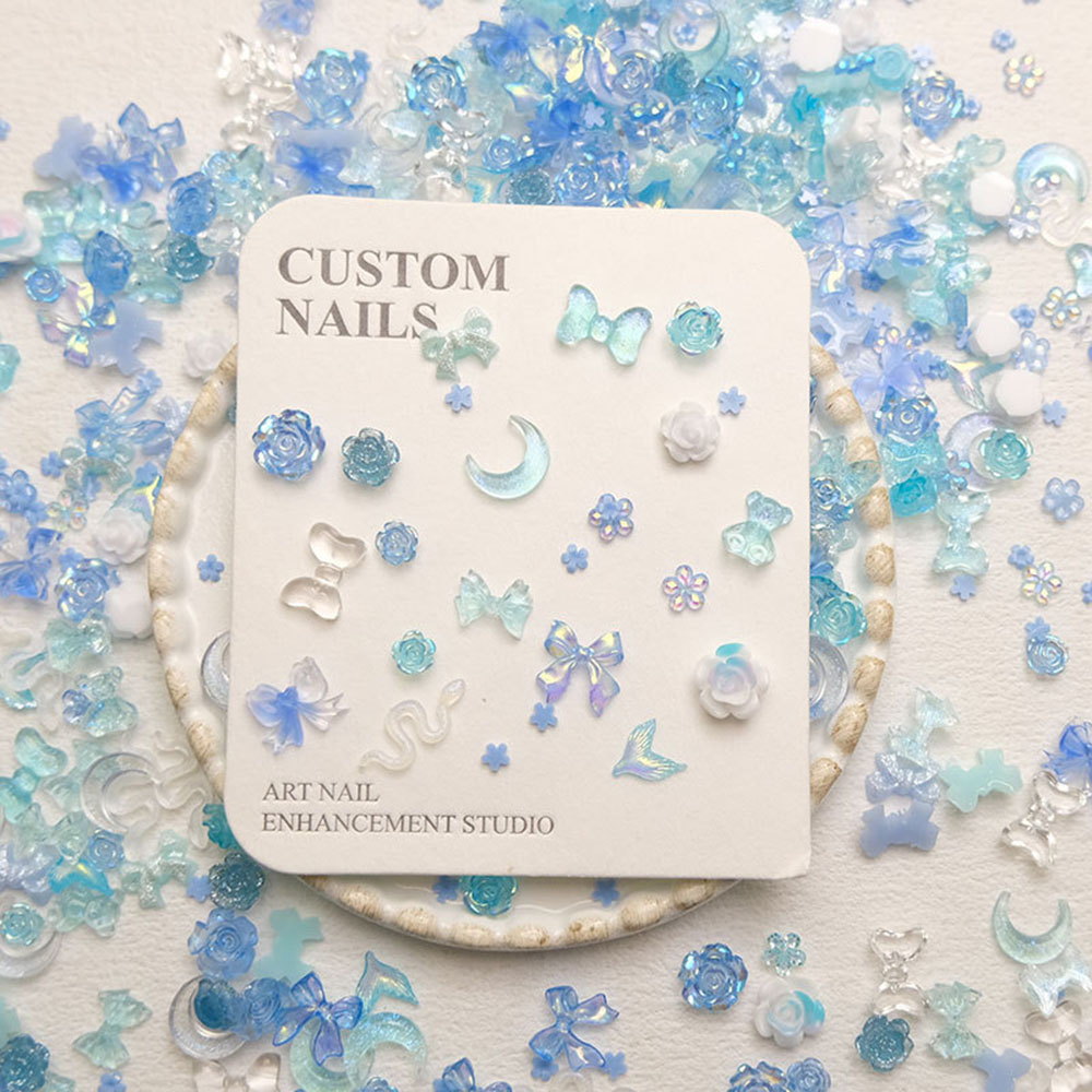 Y2K Tech Accessories - 50pcs Mixed Blue Nail Resin Charms