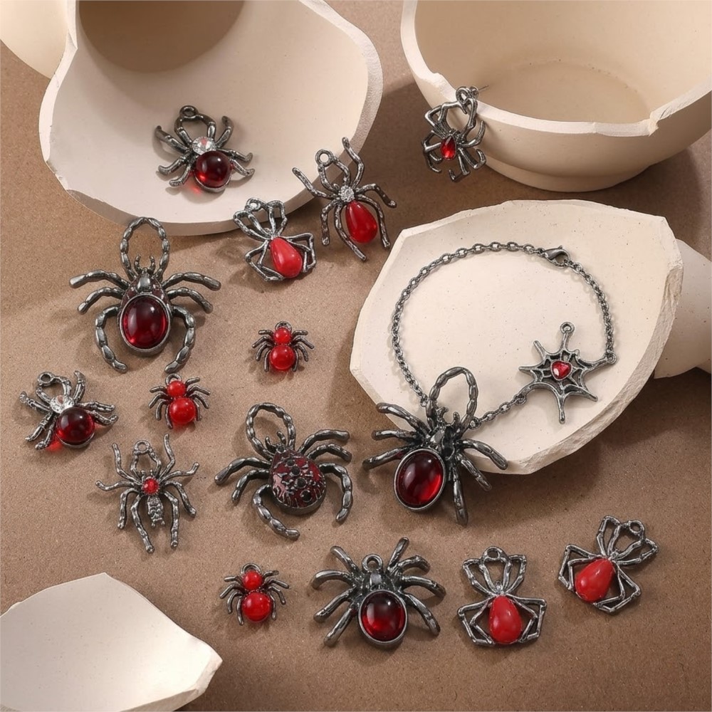 5pcs Gothic Black Spider Charm - Y2K Tech Accessories 评论和价格
